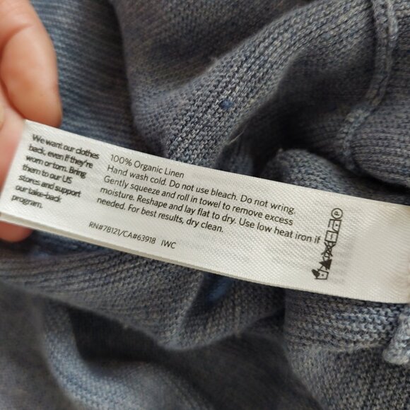 Eileen Fisher 100% Organic Linen High Collar Cardigan Steel Blue Size 1X EUC A+ - Picture 4 of 4